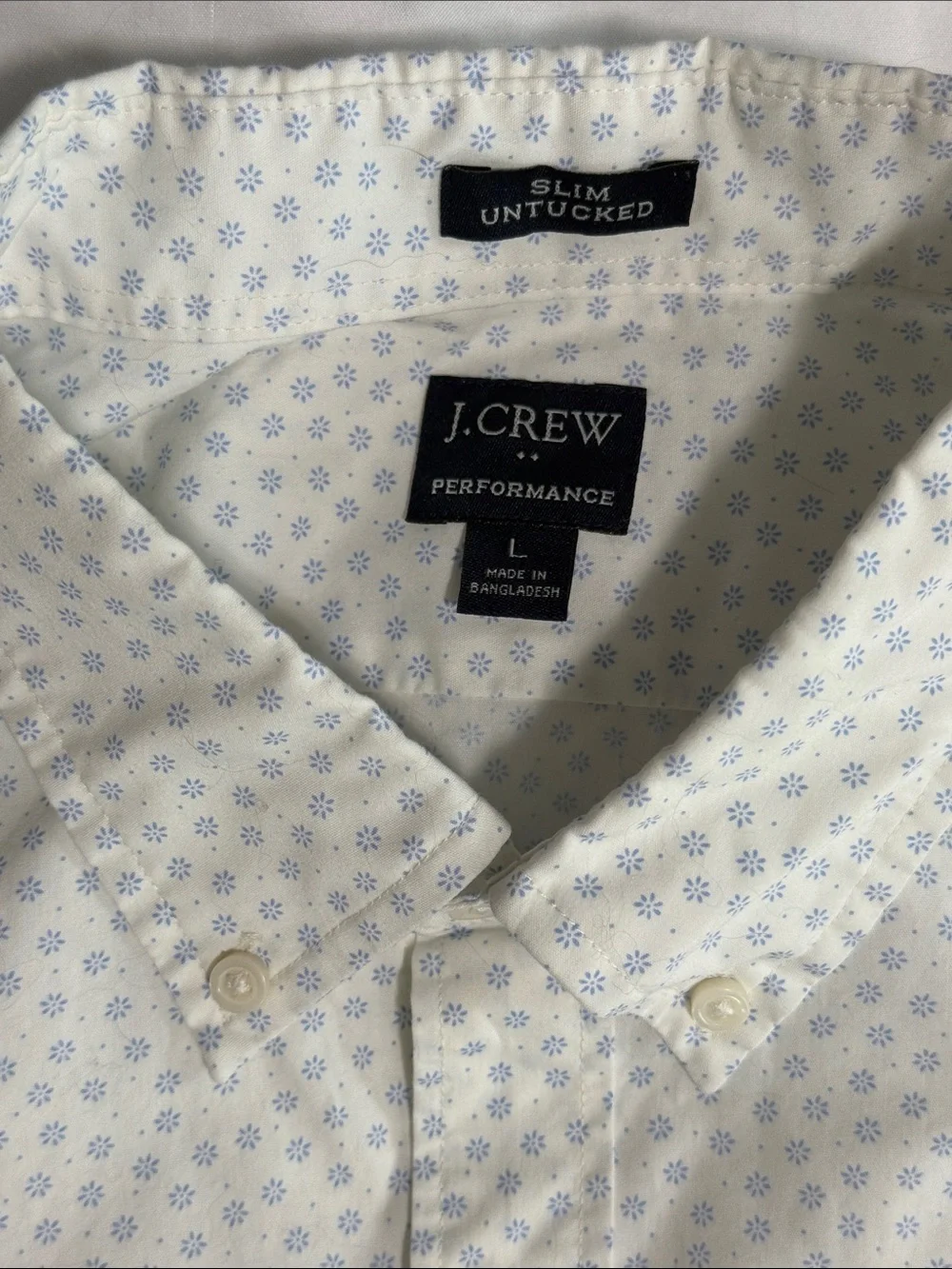 J. Crew White Button-Down Shirt with Subtle Microprint - Picture 5 of 6